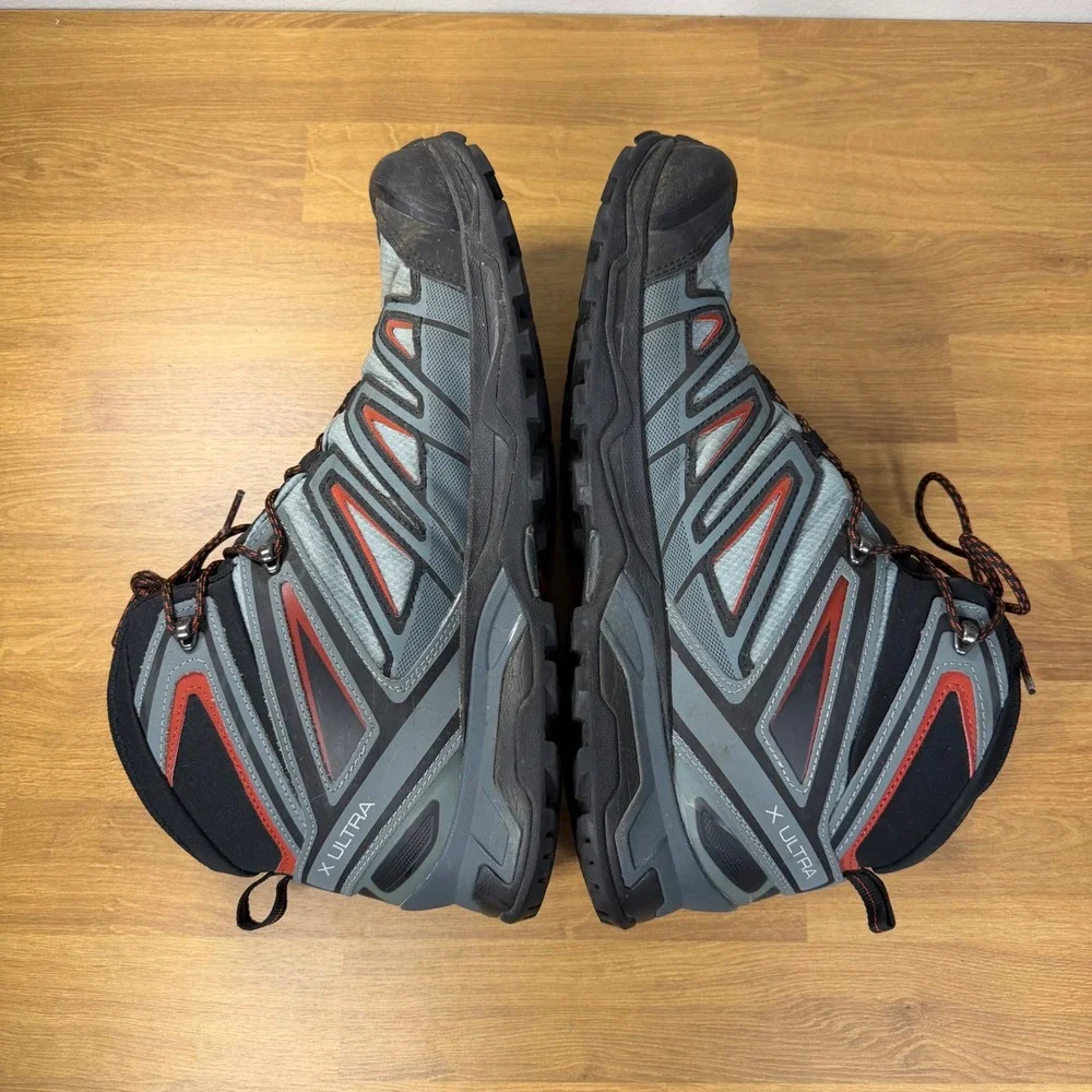 Salomon X Ultra Gore-Tex Hiking Boots Mens 14 Grey Black Red Contagrip 406620